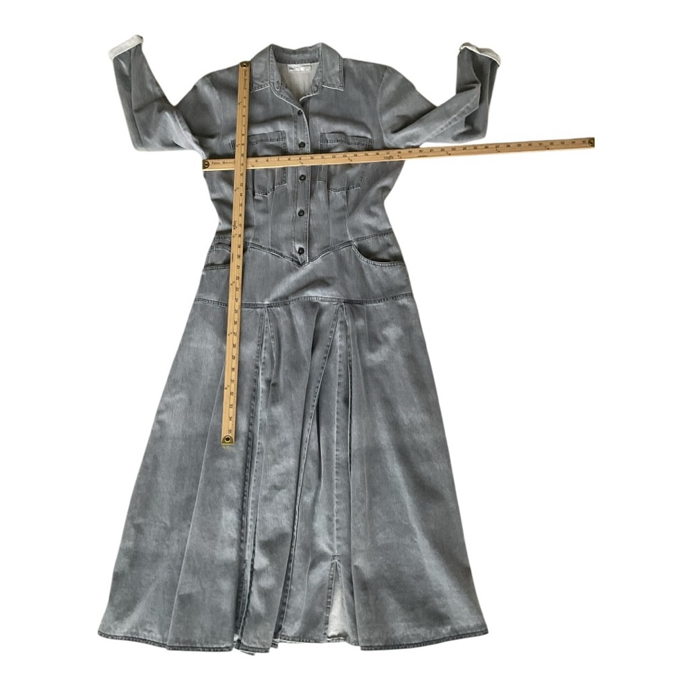 Brenner Gray Denim Style Button Back Dress Size 14 Vintage Look - Picture 5 of 7